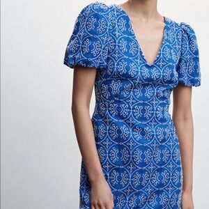 New w/ Tags Mango Embroidered Open Back Dress